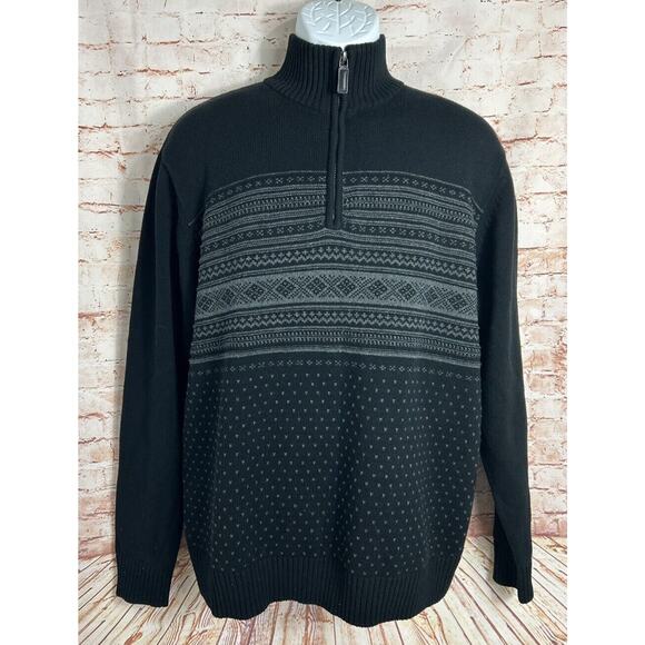 Men's Oscar De La Renta Nordic 1/4 Zip Pullover Sweater Sz L High Neck - Picture 7 of 7